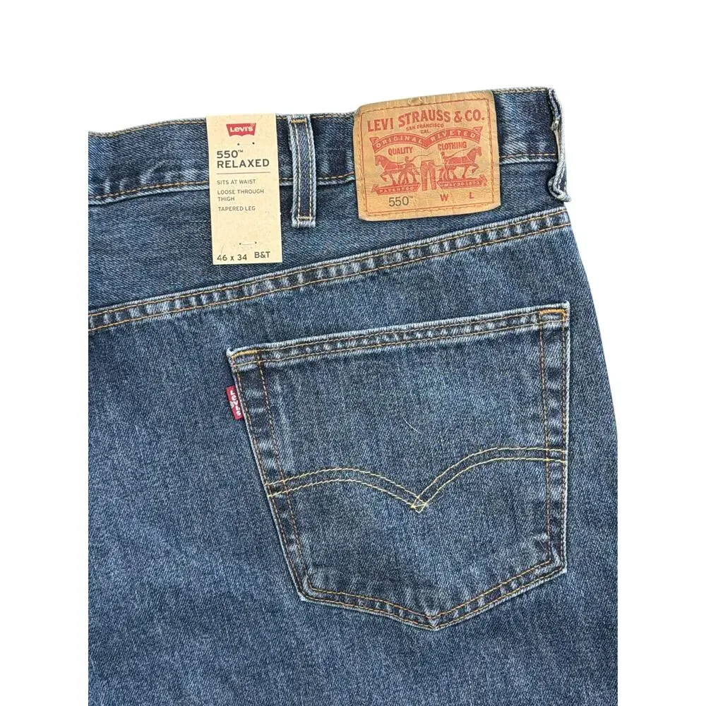 Levi’s 550 Relaxed Fit Jeans Mens 46x34 Blue Denim NWT Classic Straight Leg